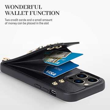 LAMEEKU Compatible with iPhone 13 Pro Case Wallet 6.1'', Leather Case with Card Holder, RFID Blockin...