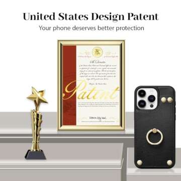 LAMEEKU Compatible with iPhone 13 Pro Case Wallet 6.1'', Leather Case with Card Holder, RFID Blocking, 360°Rotation Ring Kickstand, Snap Button Protective Case Designed for Apple iPhone 13 Pro Black