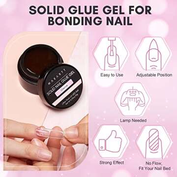 Makartt Solid Nail Glue Gel - Cherice Super Strong Long-Lasting Adhesive for Press on and Acrylic Na...
