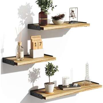BAYKA Floating Shelves for Living Room Kid's Room Decor, Wall Shelf for Bedroom Kitchen Storage, Wal...