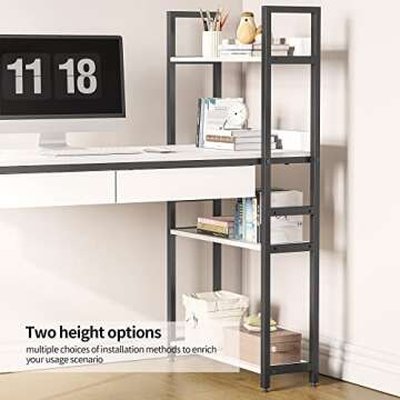 CubiCubi Computer Desk with Shelves, Office Desk with Drawers, 47 Inch Writing Desk with Storage Study Table for Home Office, Living Room, Bedroom, White