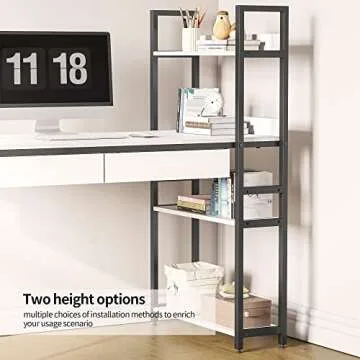 CubiCubi Computer Desk with Shelves, Office Desk with Drawers, 47 Inch Writing Desk with Storage Study Table for Home Office, Living Room, Bedroom, White