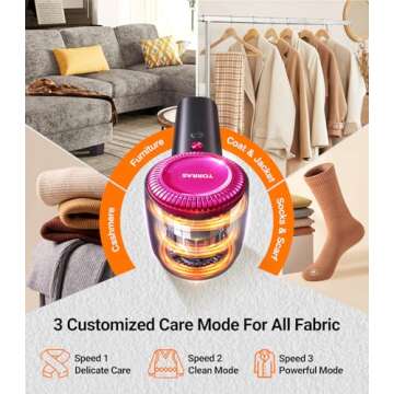 TORRAS Rechargeable Fabric Shaver Electric Lint Remover 3-Speed Remove Fuzz, Pilling for Cashmere, Wool, Clothes, Sweater, Coat, Furniture, Clothes depiller with Replacement Blades