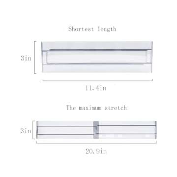 Acrylic Clear Drawer Dividers, Expandable 11-19'' Dresser Organizers Transparent Kitchen Drawer Orga...