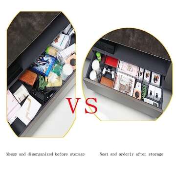 Acrylic Clear Drawer Dividers, Expandable 11-19'' Dresser Organizers Transparent Kitchen Drawer Organizer, Clear Plastic Drawers Separators for Clothing Kitchen Utensils and Office Storage 6 Pack