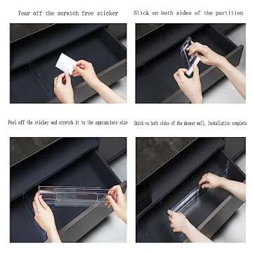 Acrylic Clear Drawer Dividers, Expandable 11-19'' Dresser Organizers Transparent Kitchen Drawer Organizer, Clear Plastic Drawers Separators for Clothing Kitchen Utensils and Office Storage 6 Pack