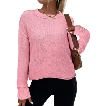 Stylish Zeagoo Women's Crew Neck Cropped Sweater for Fall 2024