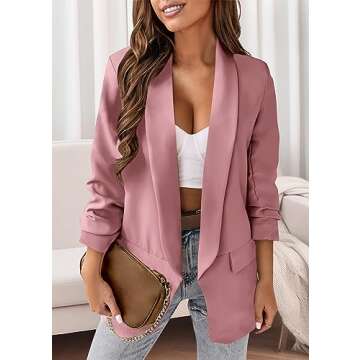 KIRUNDO Blazers for Women Oversized Business Casual Long Sleeve Open Front Work Office Suit Jackets ...