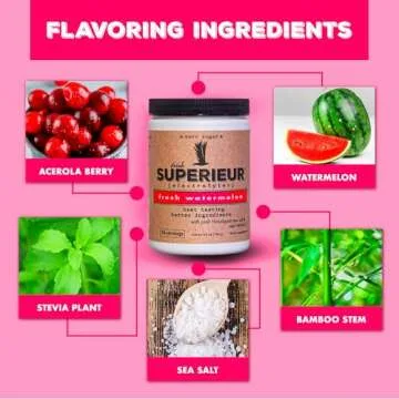 Superieur Electrolytes – Plant Based Electrolyte Supplement w/Sea Minerals for Hydration & Recovery – Keto Friendly, Non-GMO, Zero Sugar, Vegan Healthy Sports Drink Powder – Watermelon (70 Servings)