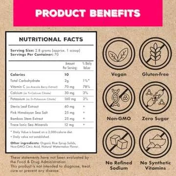 Superieur Electrolytes – Plant Based Electrolyte Supplement w/Sea Minerals for Hydration & Recovery – Keto Friendly, Non-GMO, Zero Sugar, Vegan Healthy Sports Drink Powder – Watermelon (70 Servings)