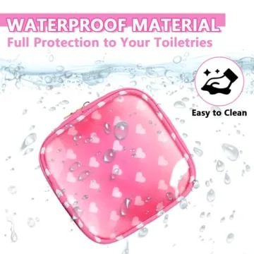 UIXIZQ Clear Mini Makeup Bag for Purse, Small Nylon&PVC Cosmetic Travel Bag TSA Approved Toiletry Bag with Zipper, Preppy Transparent Makeup Travel Bag Coin Purse for Women Men Girls(Mini-Pink Heart)