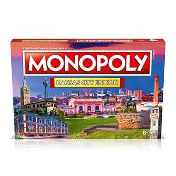 Monopoly Board Game - Kansas City Edition: 2-6 Players Family Board Games for Kids and Adults, Board Games for Kids 8 and up, for Kids and Adults, Ideal for Game Night