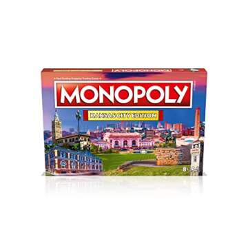 Monopoly Board Game - Kansas City Edition: 2-6 Players Family Board Games for Kids and Adults, Board Games for Kids 8 and up, for Kids and Adults, Ideal for Game Night