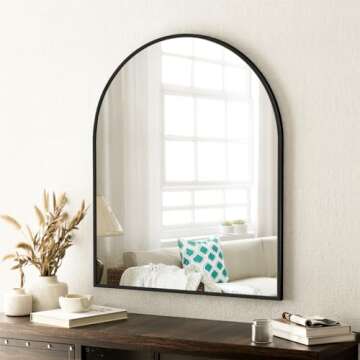 Arch Bathroom Mirror, 32x34 Inch - Wall Mounted Vanity Mirror with Aluminum Alloy Frame - Ideal for ...