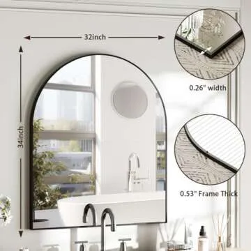Elegant Arched Top Mirror for Bathroom and Bedroom