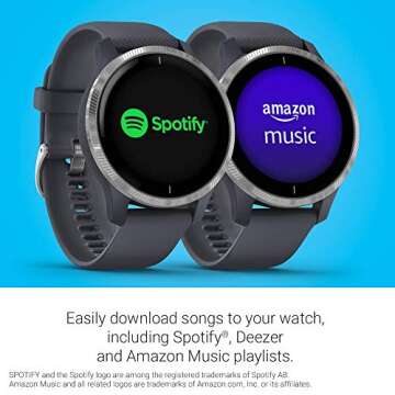 Garmin Venu: GPS Smartwatch with AMOLED Display, Music, Body Battery Monitoring, Animated Workouts, Pulse Ox Sensor, Silver (Renewed)