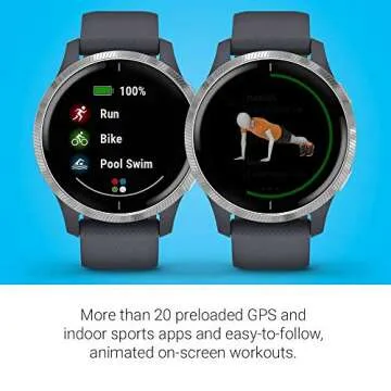 Garmin Venu: GPS Smartwatch with AMOLED Display, Music, Body Battery Monitoring, Animated Workouts, Pulse Ox Sensor, Silver (Renewed)