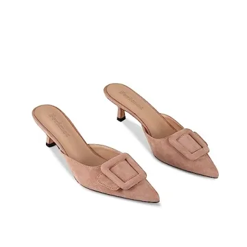 Stylish Fericzot Mule Slippers With Kitten Heels