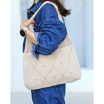 Stylish Stizimn Crochet Beach Tote Bag for Summer Fun