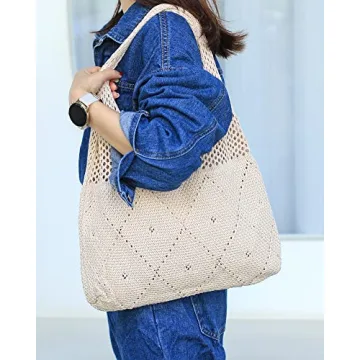 Stylish Stizimn Crochet Beach Tote Bag for Summer Fun