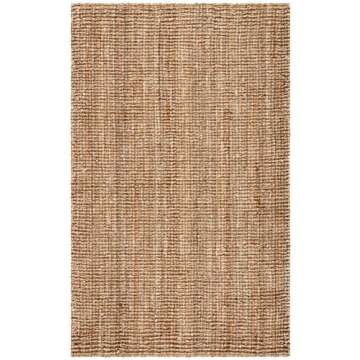SAFAVIEH Natural Fiber Collection Area Rug - 5' x 8', Natural, Handmade Chunky Textured Jute 0.75-inch Thick, Ideal for High Traffic Areas in Living Room, Bedroom (NF447A)