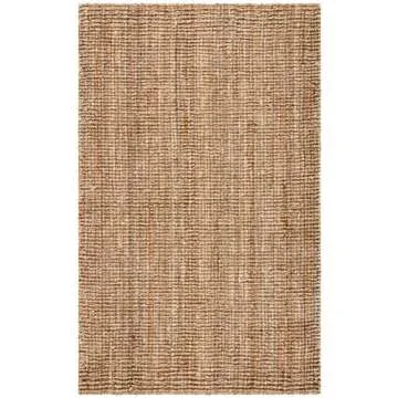 SAFAVIEH Natural Fiber Collection Area Rug - 5' x 8', Natural, Handmade Chunky Textured Jute 0.75-inch Thick, Ideal for High Traffic Areas in Living Room, Bedroom (NF447A)