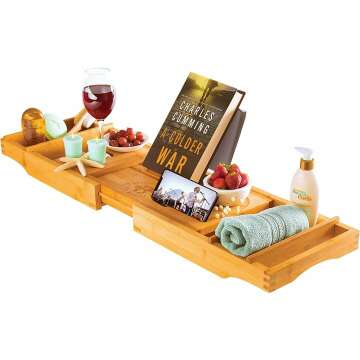 Expandable Luxury Bathtub Caddy Tray for Relaxation