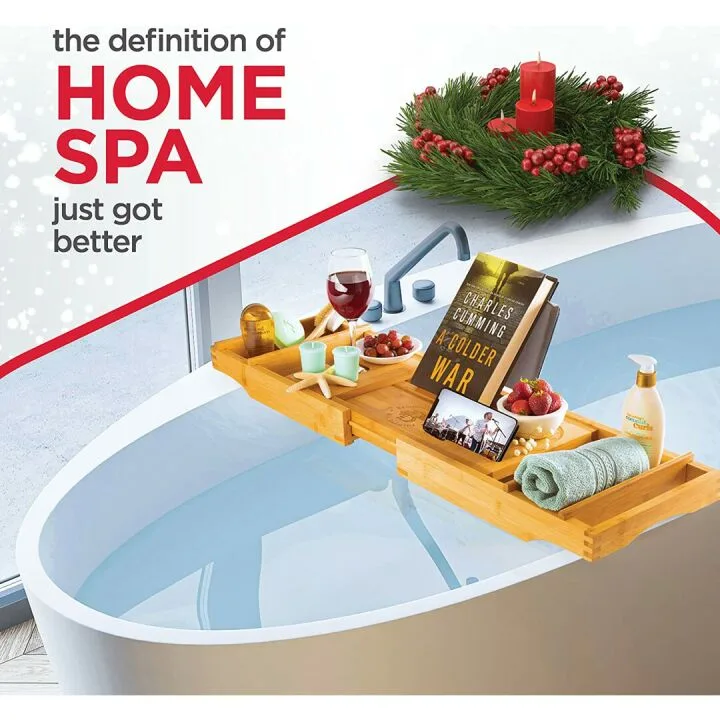 Expandable Luxury Bathtub Caddy Tray for Relaxation