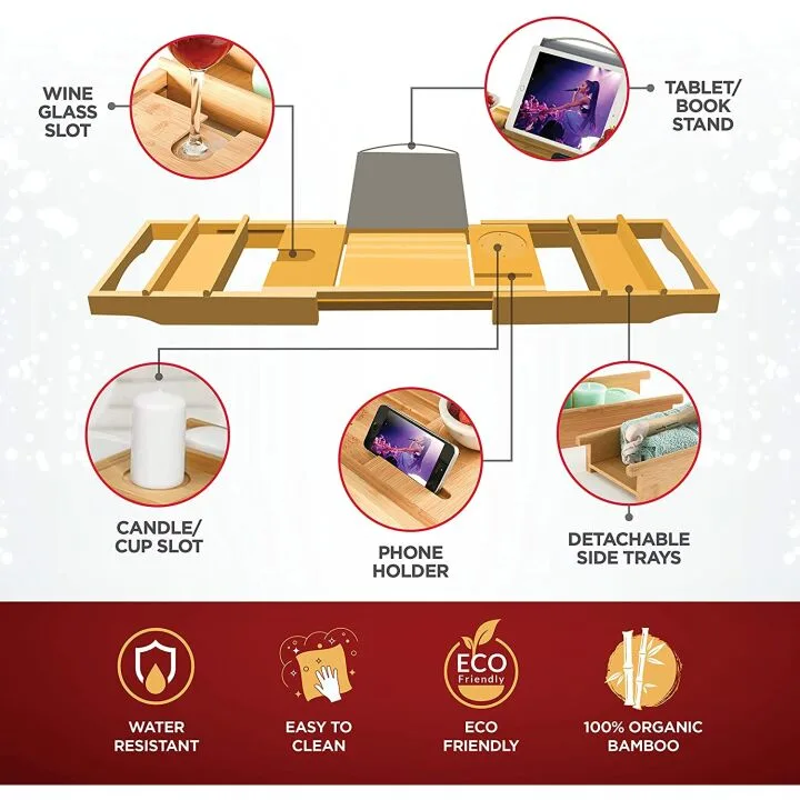 Expandable Luxury Bathtub Caddy Tray for Relaxation