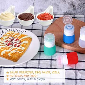 Salad Dressing to Go, Squeezy Portable Salad Dressing Bottles, Salad Dressing Container Leak Proof, Mini Food Storage Containers, Leak-Resistant, Set of 4 (37ML)