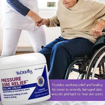 TriDerma MD Pressure Sore Relief Healing Cream for Bed Sores Treatment, Ulcers, Pressure Sores, Wound Healing, Chafed Skin and Hard-to-Heal Skin Sores with Calendula and AP4 Aloe, 4 oz Jar