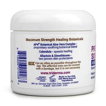 TriDerma MD Pressure Sore Relief Healing Cream for Bed Sores Treatment, Ulcers, Pressure Sores, Wound Healing, Chafed Skin and Hard-to-Heal Skin Sores with Calendula and AP4 Aloe, 4 oz Jar