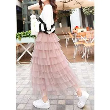 Stylish ebossy Tiered Tulle Skirt for Women