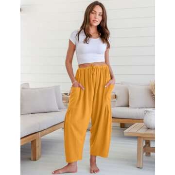 TARSE Women's Linen Wide Leg Casual Pants with Drawstring for Summer