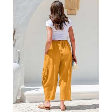 TARSE Women's Linen Wide Leg Summer Pants with Pockets
