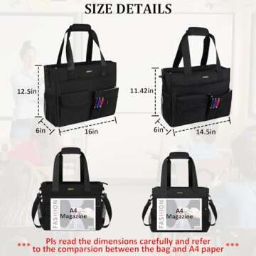 Jaffzora Teacher Tote Bag - Large Utility Work Bag for Women