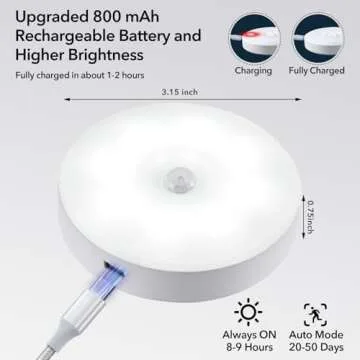 XLYS 6 Pack Puck Lights with Remote, Motion Sensor Light Indoor, Rechargeable Under Cabinet Lighting Wireless, LED Closet Lights with Warm and Cool White, for Kitchen, Hallway, Stairs