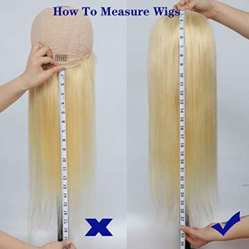 SUNYUON T-Part 613 Blonde Lace Front Wig Human Hair 13x4x1 Pre Plucked Middle Part Lace Wigs with Baby Hair 9A 28" Brazilian Straight Blonde Human Hair Wigs for Black Women 150% Density