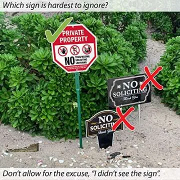 Durable No Trespassing Yard Sign with Stake for Security