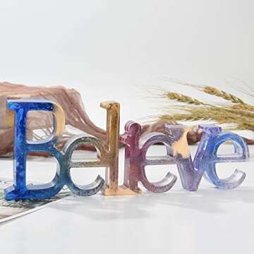 LET'S RESIN Word Sign Molds - Believe Sign Molds, Silicone Molds Epoxy Resin Molds to DIY Casting Projects, Desk/Shelf/Home/Office Decoration