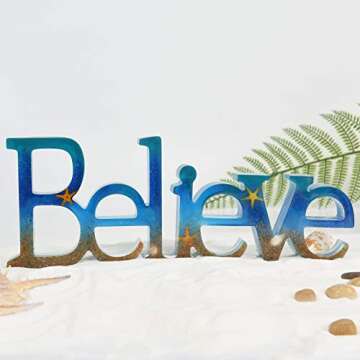 LET'S RESIN Word Sign Molds - Believe Sign Molds, Silicone Molds Epoxy Resin Molds to DIY Casting Projects, Desk/Shelf/Home/Office Decoration