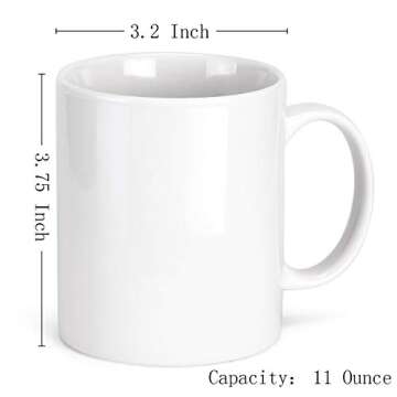 MIWARE Classic Fashion Ivory White 11 Ounce Porcelain Mugs, Set of 6, Tea and Coffee Mug Set, Ivory ...