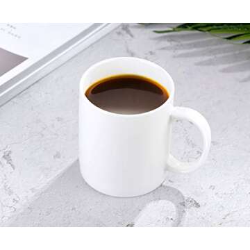 MIWARE Classic Fashion Ivory White 11 Ounce Porcelain Mugs, Set of 6, Tea and Coffee Mug Set, Ivory White (Ivory White, 11OZ-Straight)