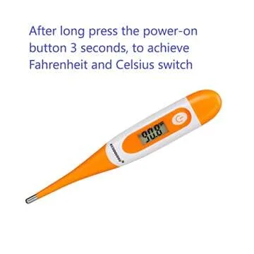 Digital Pet Thermometer for Accurate Fever Detection, Suitable for Cats/Dogs/Horse/Veterinarian, Waterproof Pet Thermometer, Fast and Accurate Measurements in 20 Seconds (Orange)