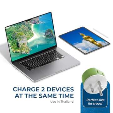 OREI Thailand Power Plug Adapter with 2 USA Inputs - Travel 3 Pack - 2 x Type O, 1 x Type C (US-18) Safe Grounded Use with Cell Phones, Laptop, Camera Chargers, CPAP, and More