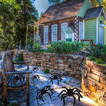 Anditoy 4 Pack Halloween Spiders Giant Fake Scary Hairy Spider for Halloween Decorations Outdoor Hal...