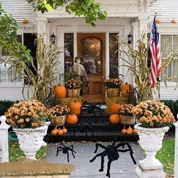 Anditoy 4 Pack Halloween Spiders Giant Fake Scary Hairy Spider for Halloween Decorations Outdoor Halloween Decor Indoor Yard Party Decoration