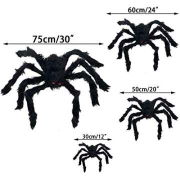 Anditoy 4 Pack Halloween Spiders Giant Fake Scary Hairy Spider for Halloween Decorations Outdoor Halloween Decor Indoor Yard Party Decoration