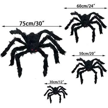 Anditoy 4 Pack Halloween Spiders Giant Fake Scary Hairy Spider for Halloween Decorations Outdoor Halloween Decor Indoor Yard Party Decoration