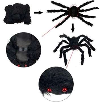 Anditoy 4 Pack Halloween Spiders Giant Fake Scary Hairy Spider for Halloween Decorations Outdoor Halloween Decor Indoor Yard Party Decoration